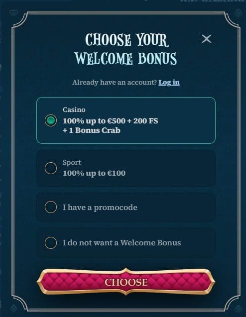 BetAlice Casino inscription