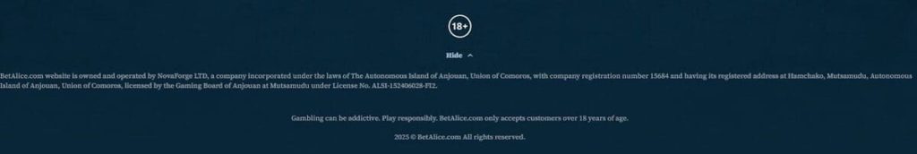 BetAlice Casino licence