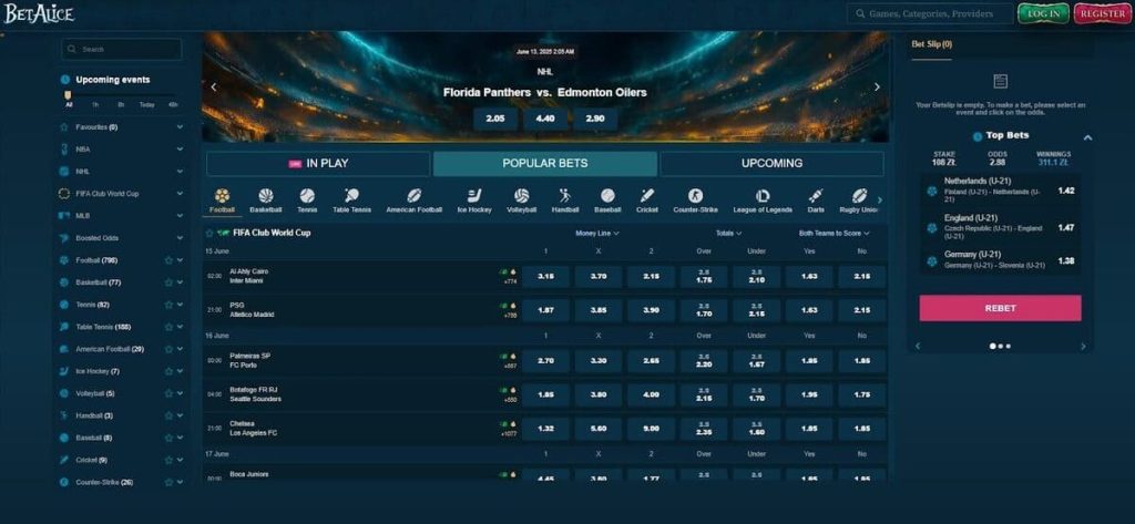 BetAlice Casino paris sportifs